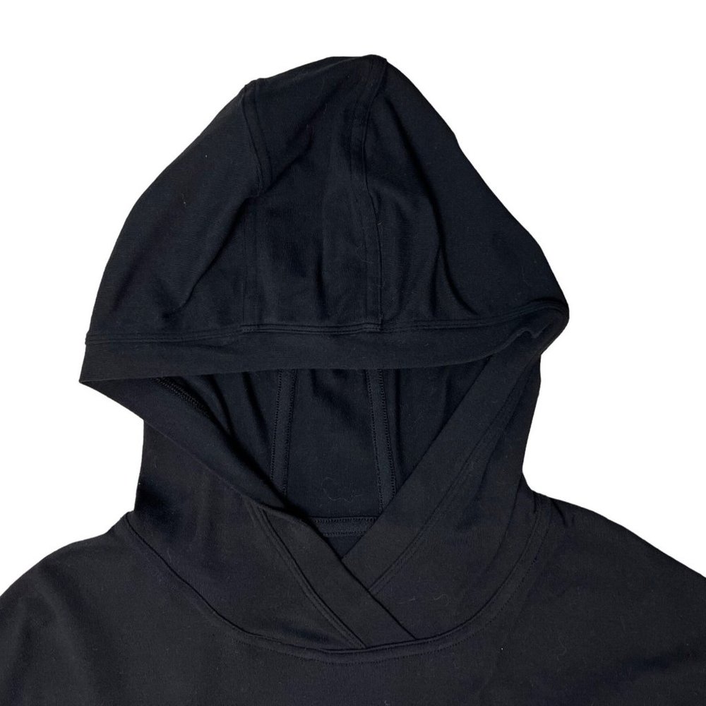 Lululemon 2 4 Small Black Extra Mile Pullover Hoodie Thumb Holes Shirt Pleated - Picture 4 of 11